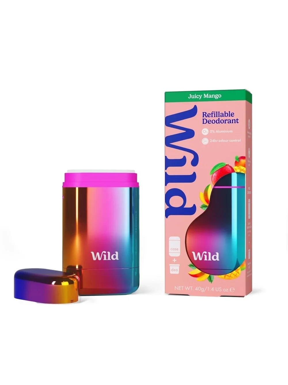 2× Wild Juicy Mango Refillable Deodorant - Purple Case (Set of 2)